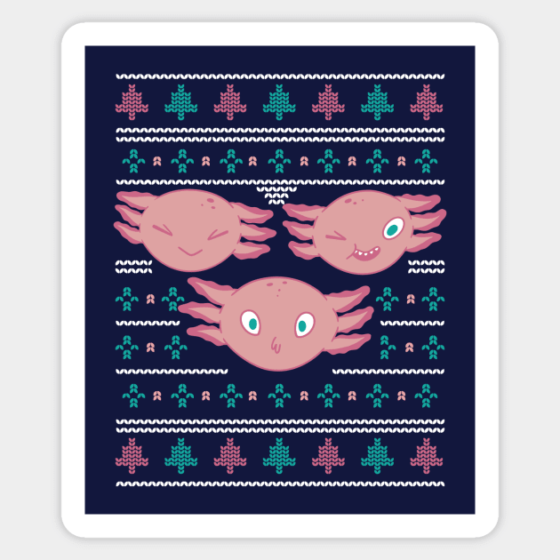 Cute Axolotl Ugly Christmas Sweater Sticker by SLAG_Creative